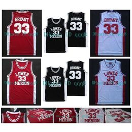 Gla NCAA Lower Merion 33 Bryant Jersey College High School Jersey Red White Black 100% Stitched Basketball Jerseys