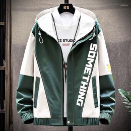 Men's Jackets 2022 Men's Coat Spring Autumn Korean Casual Hooded Jacket Male Fashion Zipper Outwear Slim Fit Windbreaker Plus Size