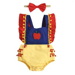 Clothing Sets 2022 Fashion Baby Girls Outfit Toddlers Creative Apple Plush Ball Decoration Sleeve Suspender Romper Bow Headwear Set