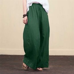Women's Pants Capris Wide Leg Casual Cotton Linen Loose Trousers Fashion Elegant Spring Summer Female 220922