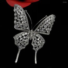 Brooches Glitter Opens Clear CZ Stones Prong Set Swallowtail Butterfly Broach Pin Insect Jewelry For Women Business Suit Theme Party Gift