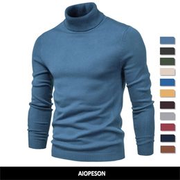 Mens Sweaters Winter Turtleneck Thick Casual Turtle Neck Solid Colour Quality Warm Slim Pullover Men 220923