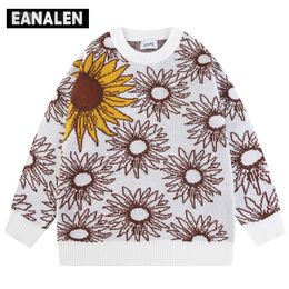 Men's Sweaters Harajuku Vintage Floral Jumper Sweater Men's Oversized Winter Sunflower Knit Sweater Grandpa Ugly Sweater Women's Y2K Aesthetic 220926