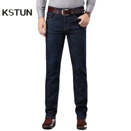 Men's Jeans For Men Autumn and Winter Dark Blue Stretch Business Casual Classic Straight Businessman Full Length Trousers High Quality L220923
