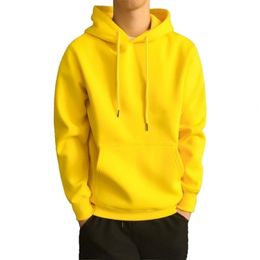 Men's Hoodies Sweatshirts Men Hoodie Solid Colour Ribbed Cuff Autumn Winter Drawstring Warm Sweatshirt for Daily Wear 220924