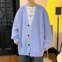 Men's Sweaters Men Cardigan Autumn Male Outwear Mens V neck Argyle Retro Japanese Trendy All match Casual Oversized Loose Sweater 220923