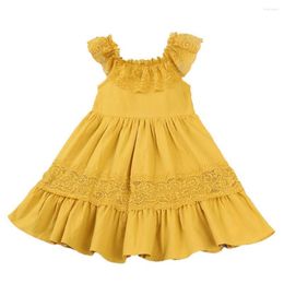 Girl Dresses Summer Dress Short Sleeve Princess Style Soft Kids Lace Stitching Casual For Daily Wear