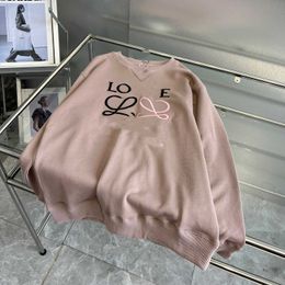 Loewew Hoodies Sweatshirts Tasarımcı Hoodie Loe Marka Klasik Renk Kontrast Nakış Terry Pamuk Gevşek Yuvarlak Boyun Gündelik Erkek Kadın Çift Kazak