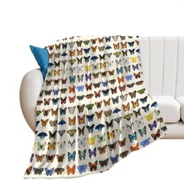 Blankets MDFLT Anti-ball Blanket For Aircraft Office Nap Butterflies Of North America Throw Warm Plush