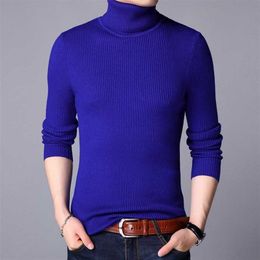 Maglioni da uomo Uomo Marca Collo alto Pullover lavorato a maglia Camicia che tocca il fondo Arrivi Moda maschile Casual Slim Tinta unita Maglione di lana elasticizzato 220923