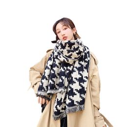 Scarf female autumn and winter new classic thousand bird lattice imitation cashmere shawl dual purpose thickened warm