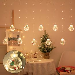 Christmas Decorations Curtain Light Lamp String Plastic Wishing Ball 10pcs/set LED Copper Wire Light Santa Claus Tree Pendant By Air A12