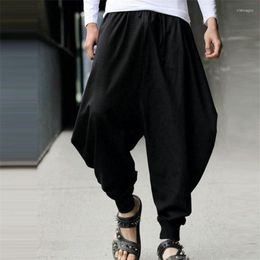 Men's Pants Men's Black Solid Men Harem Casual Hip Hop Streetwear Loose Trousers Male Leisure Cotton Linen Outerwear Plus Size 3XL 4XL