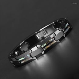 Link Bracelets Good For Health Magnetic Bracelet Men Luxury Natural Shell Never Scratch Black Tungsten Steel Women Cross Jewellery