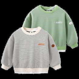 Pullover Spring Autumn Casual 2 3 4 5 6 7 8 9 10 Years Children Cotton Patchwork Striped Print Sweatshirt For Kids Baby Boy 220924
