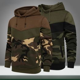 New Men Casual Hoodies Camouflage Patchwork 2022 Autumn Mens Harajuku Hooded Sweatshirts Hip Hop Male Fleece Pullover Clothing