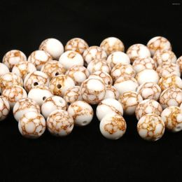 Beads 4mm-12mm Natural Stone Gold Line White Turquoises Round Loose Spacer For Jewelry Making Handmade Diy Bracelets Necklaces