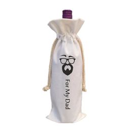 Christmas Decorations Sublimation Blank Wine Bottle Bags with Drawstrings Reusable gift bag Bulk for Christmas DIY Wedding RRB16001