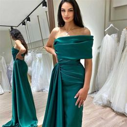 Party Dresses Sevintage High Side Split Mermaid Satin Prom Dresses Pleat Draped Evening Gowns Ruched Formal Party Dress 220923