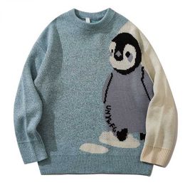 Men's Sweaters Mens Cartoon Knitted Sweater Streetwear Harajuku Vintage Jumpers Pullover Women Autumn Cotton College Unisex 220923