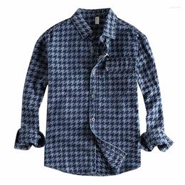 Men's Jackets Mcikkny Men Classic Vintage Denim Shirts Long Sleeves Loose Streetwear Button Up Blouse Printed