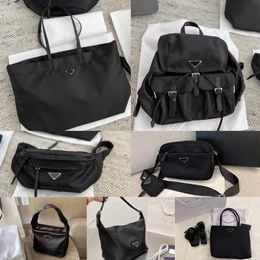 Evening Bags Women Nylon Triangle P Black Shoulder Crossbody Bag Clutch Underarm Purse Letters Waist Women Large Capacity Zipper Backpack S