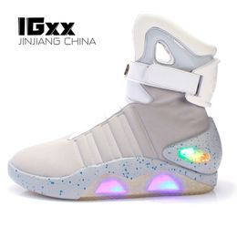 Çizmeler Elbise Ayakkabıları IGxx 1989 Light Up Sneakers Erkekler için LED mag ayakkabılar hava USB Şarj Geleceğe Dönüş Çizmeler caddesi 220923