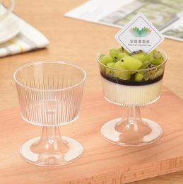 Party Supplies Clear Transparent Dessert Pudding Bowl Ice Cream Cup for Birthday Party Holiday Dinner Disposable Tableware SN4910
