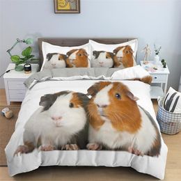 Bedding sets Guinea Pig Bedding Set Cute Mouse 3D Duvet Cover Animal Comforter Cover for Kids Boys Girls Teen Soft Twin Polyester Quilt Cover 220924