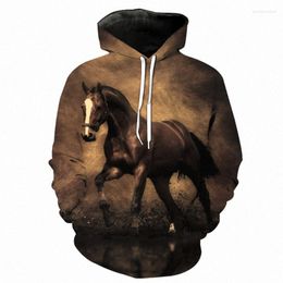 Men's Hoodies Hoodie Horse Animal 3D Printed Sweatshirt Men Women Fashion Casual Harajuku Style Activewear Pullover Hip Hop Streetwear