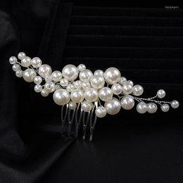 Headpieces Fashion Pearl Silver Bridal Hair Comb Women Headdress Handmade Wedding Accessories Jewellery Party Prom Headpiece Tiara For Girls