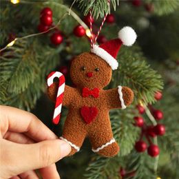 Christmas Decorations 3Pcs Christmas Fuzzy Gingerbread Man Doll Xmas Tree Pendants Year Kids Gift Hanging Ornaments Christmas Decorations for Home 220926