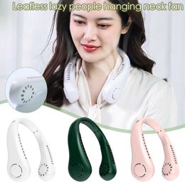 Electric Fans Portable Bladeless Hanging Fans USB Rechargeable Leafless Mini Neck Fan Air Conditioner Cooling Wearable Neckband Fans T220924