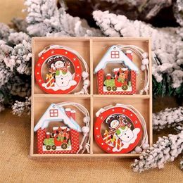 Christmas Decorations 12Pcs Snowflakes Wooden Pendants Xmas Tree Hanging Ornaments for Home Navidad Gift Year 2023 220924