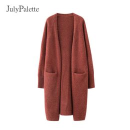 Women's Sweaters Julypalette Oversize Sweater Coats Women Korean Loose 2022 Autumn Midi-length Knitted Sweater Winter Thicken Cardigan Jackets T220925