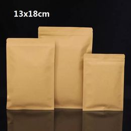 Flat foil lined food storage kraft paper pouch with zip Packaging hick Foil Snack Candy Ground Coffee Nuts Tea Seeds Gifts Storage 13x18cm