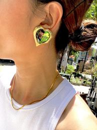 Backs Earrings Timeless Wonder Vintage Faceted Glass Heart Clip For Women Designer Jewellery Gothic Mediaeval Kpop Gift Oversize 3222