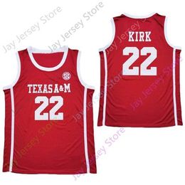 Mitch 2020 New NCAA Texas A&M Aggies Jerseys 22 Kirk College Basketball Jersey Red Size Youth Adult All Stitched