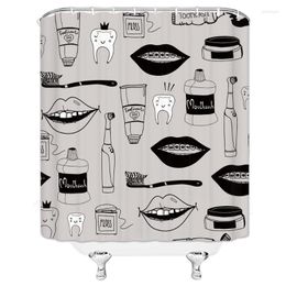 Shower Curtains Grey Toothbrush Wash Waterproof Mildew Curtain Toilet Partition Bathroom With Hooks