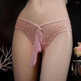 Underpants Sissy Lace Pouch Briefs Man Gay See Through Underwear Transparent Open/close Penis Sleeve Panties Lingerie