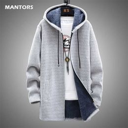 Maglioni da uomo Cardigan in pile da uomo Giacca invernale Slim lungo con cappuccio spesso cappotto caldo abbigliamento 220923