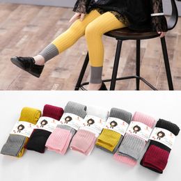 1-8T Girls Leggings Patchwork Pants Baby Girl Colourful Trousers Autumn Winter Cotton Knit Tights Cute Casual Pants 20220926 E3