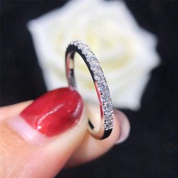 matching wedding sterling silver rings UK - Cluster Rings Smyoue Test Passed Ring Matching Wedding Diamond Band for Women 925 Sterling Silver Female Crown Single Tail Ring 220922