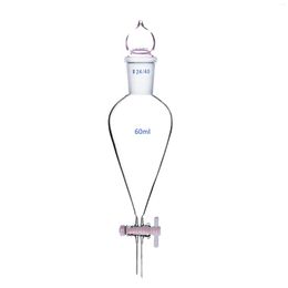 60ml 24/40 Glass Pyriform Separatory Funnel Pear Shape Drop Tip PTFE Stopcock