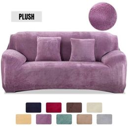 Chair Covers Velvet Plush Thicken Sofa All-inclusive Elastic Sectional Couch for Living Room Chaise Longue L Shaped Corner 220922