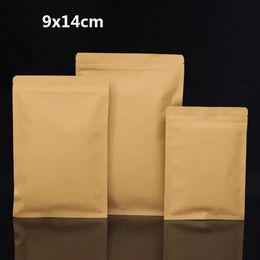 Flat foil lined food storage kraft paper pouch with zip Packaging hick Foil Snack Candy Ground Coffee Nuts Tea Seeds Gifts Storage 9x14cm