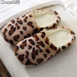 Slippers Sexy Leopard Slippers Women Warm Fur Home Slippers Indoor Silence Slipper Winter Comfort Floor Slides Shoes Men Bedroom Footwear 220926