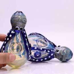 Rasta Octopus Glass Pipe Blue Glass Smoking Pipes Wholesale Hookah Spoon Pipes Heady Tobacco Hand Pipe