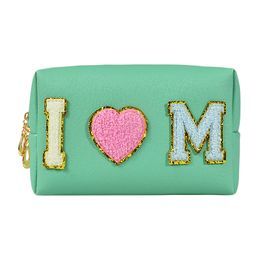 3pcs Cosmetic Bags Women PU Patchwork Letter The Embroidery Solid Protable Wash Storage Bag