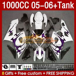 Injection Mould Fairings For SUZUKI GSXR 1000 CC 1000CC K5 05-06 Bodywork 157No.163 GSXR-1000 GSX R1000 GSXR1000 05 06 GSX-R1000 2005 2006 OEM Fairing & Tank flames purple